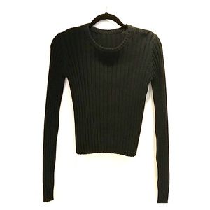 Green Cropped Ribbed Sweater